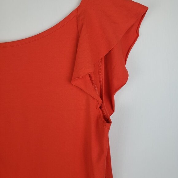 Twenty Montreal Mini Dress Orange Knit Ruffle Sleeve Scoop Back Size Small - Picture 4 of 8
